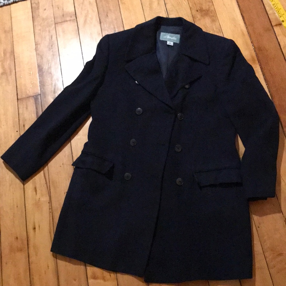 Camel hair navy trench
